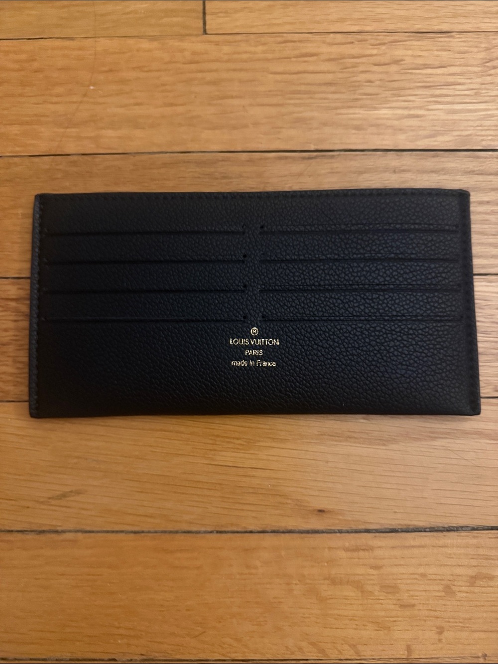 Louis Vuitton Black Card Holder with Gold Logo